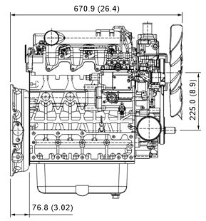 Kubota 03 Series V2403-M-DI-E3B Dimensions Diagram 1