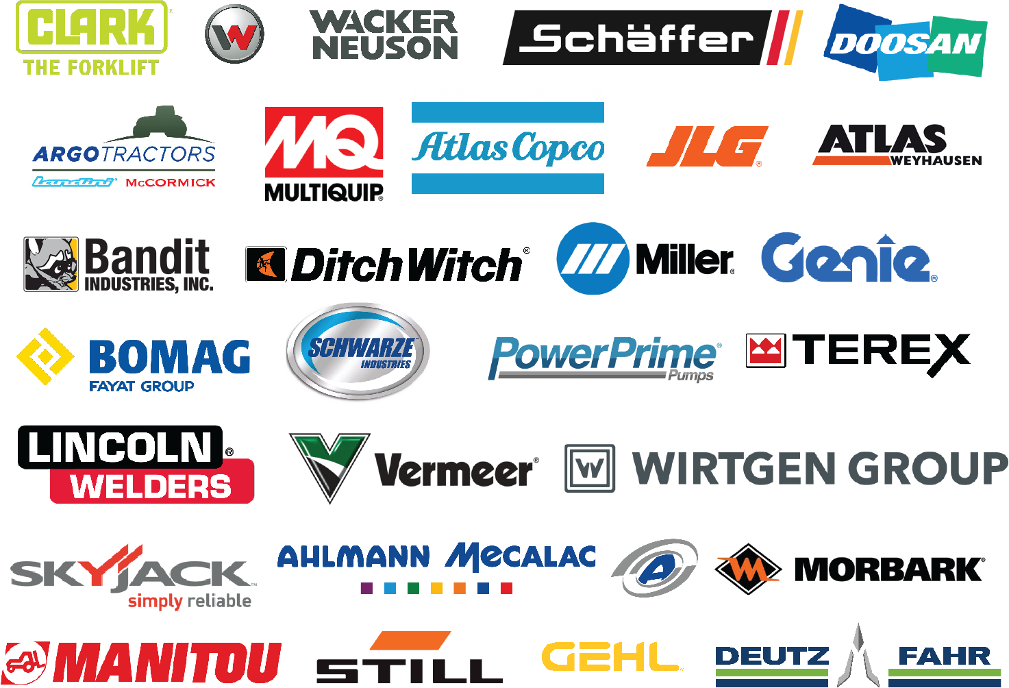 Logos of Vermeer, Bandit, Ditch Witch and others