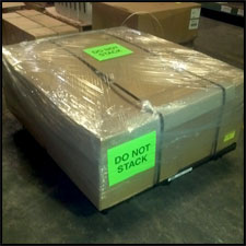 Plastic pallet containing fragile gaskets and ring sets ready for international shipment