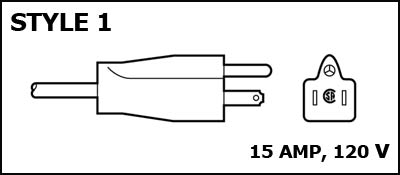 Style 1 replacement cord (120 V, 15 amp)