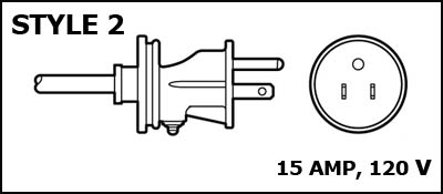 Style 2 replacement cord (120 V, 15 amp)