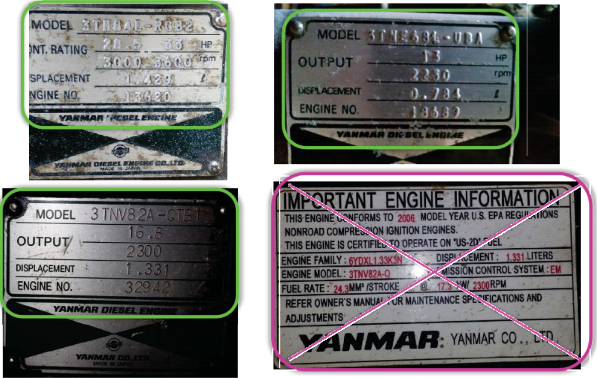 Yanmar Engine EPA & EU Label Identification Image 3